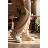 Walkway Walyway 2613 Polarlı Kaymaz Bağcıklı Bej Kadın Bot