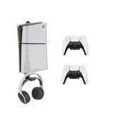 Wall Mount for PS5/ PS5 Slim/ PS5 Pro - With 2 Controller Mounts, Vertical Display, Open Design- Black Gaming Console Holder & Stand Kits