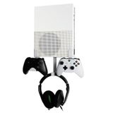 Wall Mount for Xbox One S, Metal Wall Mount Holder for Xbox One S with Detachable 2 Controller Holder & Headphone Hanger