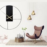 Wallartizm 60 Cm Siyah, Modern Dekoratif Sarkaçlı Metal Duvar Saati
