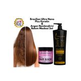 wallence Brazilian Ultra Nano Plus Keratin 1000ml & Argan Nemlendirici Saç Bakım Maskesi 2'li Set