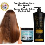 Wallence Brazilian Ultra Nano Plus Keratin & Caviar Zengin Bakım Saç Maskesi 2'li Set