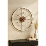 Wallover Design Büyük Boy Jumbo Bej/ceviz Kırılmaz Camlı (Tamperli) Sessiz Metal (Paslanmaz) Duvar Saati 55X55 - Beyaz