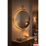 Wallover Design Büyük Boy Layra Gold Ayna - Kablosuz Pilli Ledli Ayna - Dresuar Aynası Makyaj Aynası 50 x 65