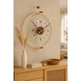 Wallover Design Büyük Boy Rosa Bej/Ceviz Premium - Kırılmaz Camlı Özel Quartz Mekanizmalı Sessiz Duvar Saati 50X65