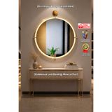 Wallover Design Kablosuz LEDLİ AYNA Simirna Gold Metal Çerçeveli Ayna - Lavabo Aynası, Dresuar, Koridor Aynası 55 x 63