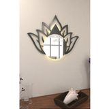 Wallover Design Lotus Kablosuz (PİLLİ LED) Modern Dekoratif Metal Ayna Tablo