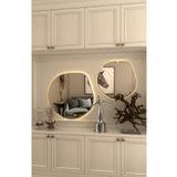 Wallover Design Love Ayna 2'li Set | Beyaz Mdf Çerçeveli | Kablosuz Led Işıklı | Özel Rodajlı Form | Piller Hediye