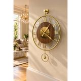 Wallover Design METAL KIRILMAZ GERÇEK CAMLI Orion Roma Rakamlı Gold Metal Sessiz Duvar Saati 40x60 cm - Kırılmaz Camlı Sessiz İdeal Boy Modern Lüks Duvar Saati