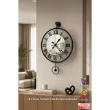 Wallover Design Orion Roma Rakamlı Siyah Metal Sessiz Duvar Saati 40x60 cm - Kırılmaz Camlı, Gümüş Ayna Pleksili Sessiz Modern Lüks Duvar Saati