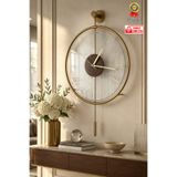 Wallover Design ORJİNAL METAL TEMPERLİ CAMLI Messina Luxry Orta Boy Kırılmaz Camlı Sessiz Metal Duvar Saati, Dekoratif Modern Lüks Gold Metal Duvar Saati 40x60