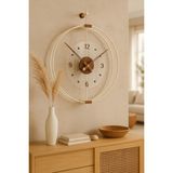 Wallover Design XL Boy Rosa Bej/ceviz Premium – Çift Çemberli Kırılmaz Camlı Lüks Büyük Sessiz Metal (Paslanmaz) Duvar Saati, 60X75 cm ✨ - Bej - Kahverengi - 60 x 60 cm