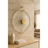 Wallover Design XL Boy Rosa Beyaz/Gold Premium – Çift Çemberli Lüks Büyük Sessiz Duvar Saati, 60x75 cm ✨[MOBİLYA]