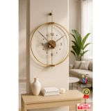 Wallover Design XL Boy Rosa Gold/Ceviz Premium - Çift Çemberli Kırılmaz Camlı Lüks Quartz Mekanizmalı Sessiz Duvar Saati 60x75 cm
