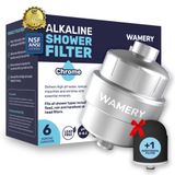 WAMERY Sert Su için Duş Başlığı Filtresi - Alkali ve Su Yumuşatma Sistemi, Florür, Klor ve Metalleri Hedefler, Geliştirilmiş Cilt ve Saç Sağlığı için C Vitamini İnfüzyonlu, Artı Ekstra Kartuş, Krom