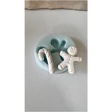 Wammolds Mini Kurabiye Adam ve Bastonu Silikon Kalıp Mavi Renkli Şık Tasarım Dekoratif Obje