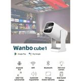 Wanbo Cube1 Projeksiyon Cihazı-Dahili Android TV 11.0 Widevine L1 sertifikalı & 8W Hoparlör - Beyaz