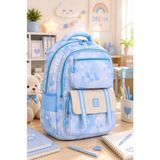Wander Bag B-24 Kız Çocuk Ilkokul Ortaokul Okul Çantası Çiçek Desenli Ortopedik Sırt Çantası - 1 - Mavi