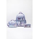 Wander Bag Cool Desenli 3'lü Ilkokul Okul Çantası Seti – Sırt Çantası + Beslenme Çantası + Kalemlik - 1 - Mor