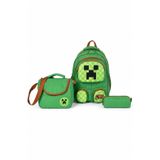 WANDER BAG Craft Desenli 3’lü İlkokul Okul Çantası Seti Beslenme Çantası Kalemlik Su Geçirmez Yeşil Sırt Çantas