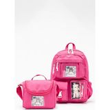 Wander Bag Kawaii Ayıcık Tasarımlı 2'li Okul Çanta Seti - Sırt Çantası ve Beslenme Çantası - 1 - Pembe