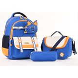 Wander Bag Kedi Desenli Su Geçirmez 3’lü Ilkokul Çantası Beslenme Çantalı Kalemlikli Ortopedik Okul Seti - 1 - Mavi