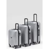 Wander Bag Morvex 3’lü Valiz Seti Küçük (Kabin) Orta Büyük Boy Bavul 360° Döner Teker - Gümüş