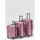 Wander Bag Morvex 3’lü Valiz Seti Küçük (Kabin) Orta Büyük Boy Bavul 360° Döner Teker - Pembe