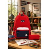 Wander Bag Okul Sırt Çantası Kalemlik Seti Suya Dayanıklı Çok Bölmeli Günlük Kullanım Ortaokul Lise Çantası - 1 Adet - Kırmızı