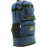 Wander Unisex Körüklü Dağcı Sırt Çantası Mavi Renkli 65 Litre Kapasiteli Kalın Kumaş ve Su Geçirmez