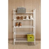 WANDOO 5 Raflı Metal Ayakkabılık 60x102x24 cm Portatif Ayakkabı Düzenleyici, Çok Katlı Ayakkabı Rafı Beyaz