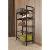 WANDOO 5 Raflı Metal Ayakkabılık 60x102x24 cm Portatif Ayakkabı Düzenleyici Çok Katlı Ayakkabı Rafı Siyah
