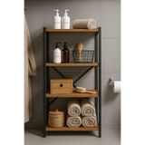 WANDOO Banyo Düzenleyici Banyo Rafları – Metal Çerçeveli banyo organizetör – 4 Katlı (55x25x120 cm)