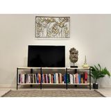 Wandoo Dekoratif Geniş Raflı Metal Tv Ünitesi, Kitaplık, Dosya Kitap Rafı, Ofis Salon Raf 180X50 cm
