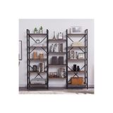 WANDOO Endüstriyel Tarz 3 Bölmeli Metal Çerçeveli Ahşap Kitaplık Raf Ünitesi 165x170 cm