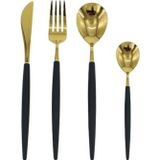 Wanelli Rotti FX1072 Siyah Gold 24 Parça Çatal Kaşık Bıçak Takımı