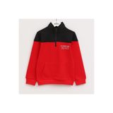 WANEX Erkek Çocuk Şardonsuz Uzun Kol Ince Fermuarlı Yaka Sweatshirt - 15976 - Kırmızı