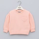 Wanex Kız Çocuk Kalp Detaylı Uzun Kollu Sweatshirt (2–7 Yaş) - Pudra - 4 Yaş