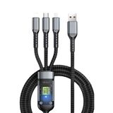 WANNA PROTECT 4 in 1 100 Watt Type-C iPhone Lightning Android Halat Örgülü Kırılmaz Uç 1 Metre Hızlı Şarj Kablosu