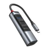 WANNA PROTECT 5in1 3 Adet Usb 3.0 / 1 Adet 100W Type-C ve 1 Adet 4K 30Hz HDMI Çıkışlı Hub Dönüştürücü HB22