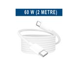 WANNA PROTECT 60W Destekli Iphone Samsung Uyumlu Type C To Type C Hızlı Şarj Kablosu Beyaz 2 Metre