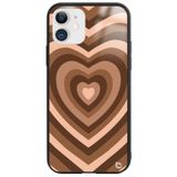 WANNA PROTECT iPhone 11 ile Uyumlu Kalpler Premium Desenli Glossy Telefon Kılıfı, Kahverengi