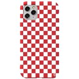WANNA PROTECT iPhone 11 Pro Max ile Uyumlu Kırmızı Dama Desenli Premium Silikon Telefon Kılıfı, Kadifeli İç dama_174