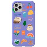 WANNA PROTECT iPhone 11 Pro Max ile Uyumlu Lila Renkli Sticker Desenli Silikon Telefon Kılıfı, Kadife İç Stickerr_174
