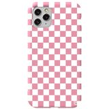 WANNA PROTECT iPhone 11 Pro Max ile Uyumlu Pembe Dama Desenli Silikon Telefon Kılıfı, Premium, İçi Kadifeli dama_174