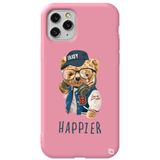 WANNA PROTECT iPhone 11 Pro Max ile Uyumlu Pembe Renkli, Ayıcık Desenli, Premium Silikon Telefon Kılıfı ayicik4_174