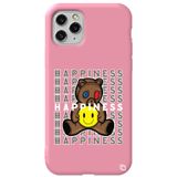 WANNA PROTECT iPhone 11 Pro Max ile Uyumlu Pembe Silikon Kılıf, Ayıcık Desenli, Kadifeli İç happiness_174