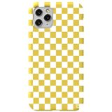 WANNA PROTECT iPhone 11 Pro Max ile Uyumlu Sarı Dama Desenli Premium Silikon Telefon Kılıfı, İç Kadifeli dama_174