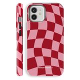 WANNA PROTECT iPhone 12 ile Uyumlu Çift Katmanlı Darbe Emici Koruma Kılıfı, Kırmızı Dama, Parlak protect_ip12_summer