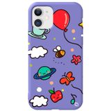 WANNA PROTECT iPhone 12 ile Uyumlu Lila Renkli Arı Balon İçi Kadife Desenli Silikon Telefon Kılıfı aribalonn_175